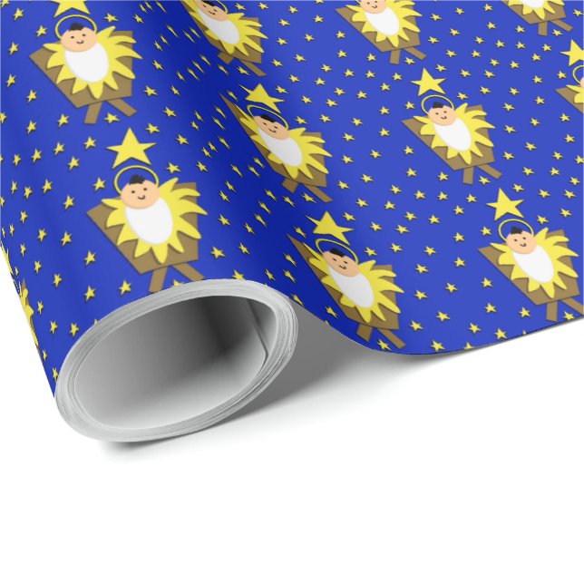Tiny Baby Jesus in the Manger Wrapping Paper (Roll Corner)