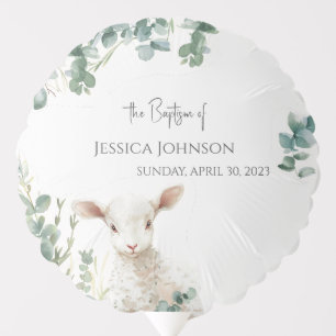 Tiny Baby Lamb and Eucalyptus baptism  Balloon