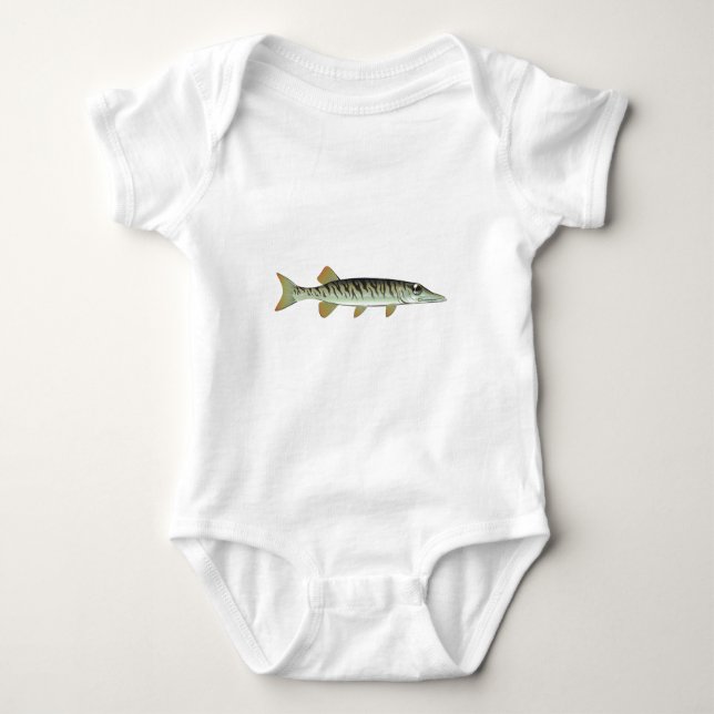 Tiny baby muskie Vector Art Fish Farm Baby Bodysuit (Front)