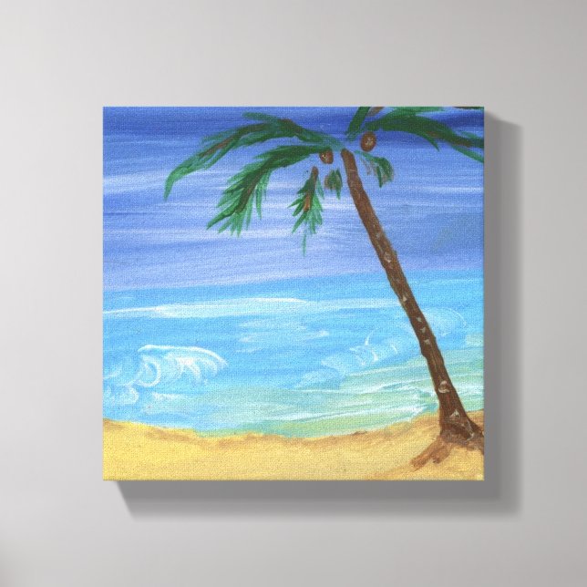Tiny Beach Scene Painting Wrapped Canvas Print (Front)