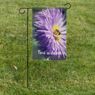 Tiny Bee On Purple Daisy Flower Personalized Garden Flag
