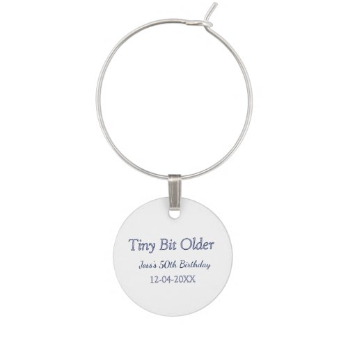 tiny bit older 50th birthday purple pastel modern  wine charm