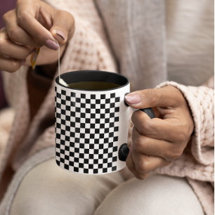 Tiny Black and White Checked Pattern Mug