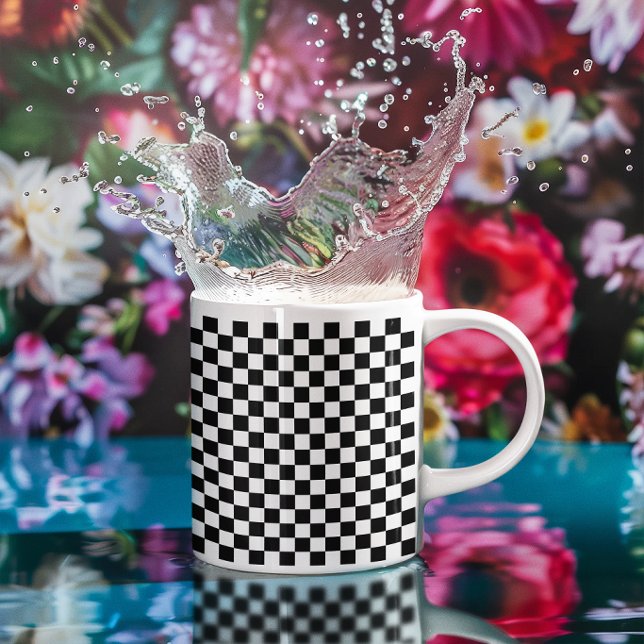 Tiny Black and White Checked Pattern Mug (Tiny Black and White Checked Pattern Mug)