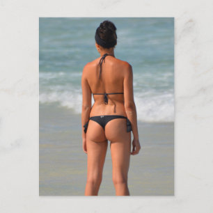 Tiny black Bikini Photo Postcard