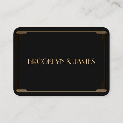 Tiny Black Gatsby Art Deco Wedding RSVP Enclosure Card