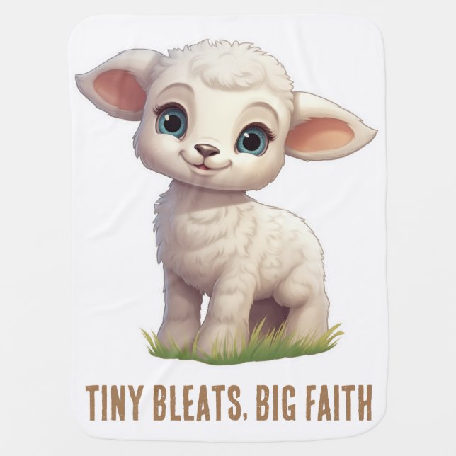 Tiny Bleats, Big Faith Baby Blanket (Front)