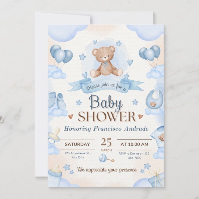 Tiny Blessing Baby Shower Elegant Design Invitation (Front)