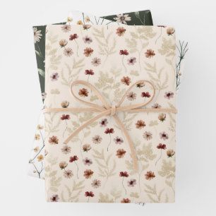 Tiny Bloom Watercolor Pattern Wrapping Paper Sheets