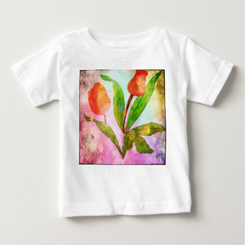 Tiny Bloomer Radiant Roses  Lush Leaves Baby T_Shirt