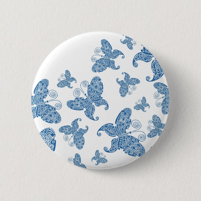 Tiny Blue Butterflies Pinback Button (Front)