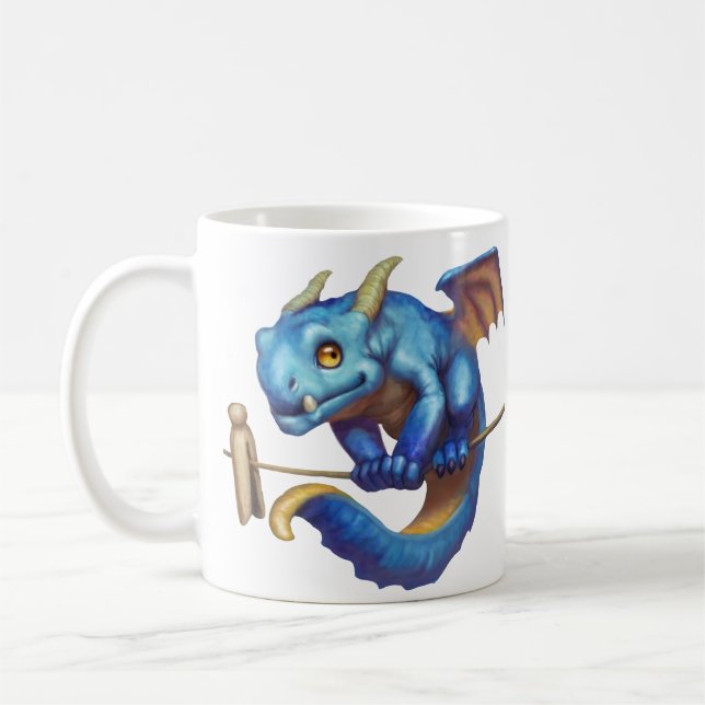 Tiny Blue Dragon Coffee Mug (Left)