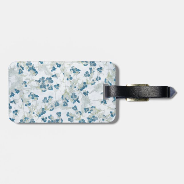 tiny blue flowers background luggage tag (Back Horizontal)
