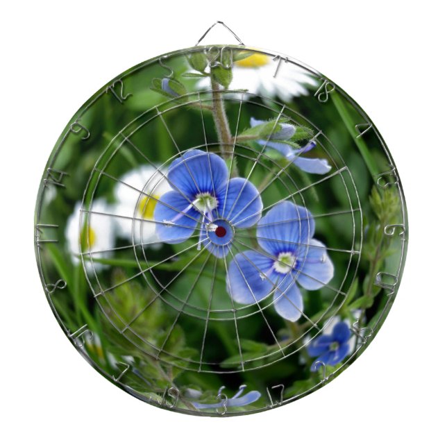 tiny blue flowers dart board (Front)