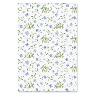 Tiny Blue Flowers Watercolor Print Tissue Paper
