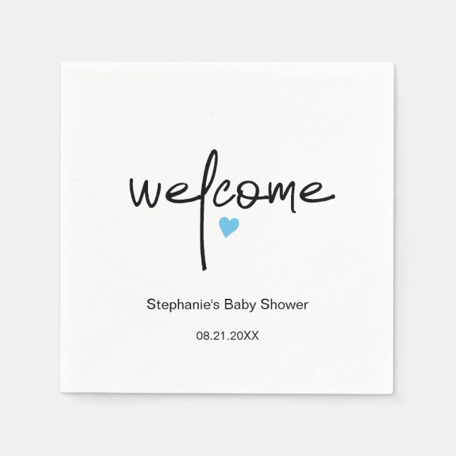 Tiny Blue Heart Paper Napkins for Boy Shower | (Front)