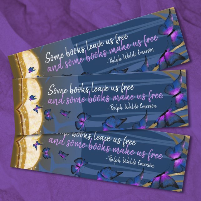 Tiny Bookmark, Misty Forest, Butterflies Mini Business Card (blue purple book marks gifts for birthday guests party favors for girls birthday)