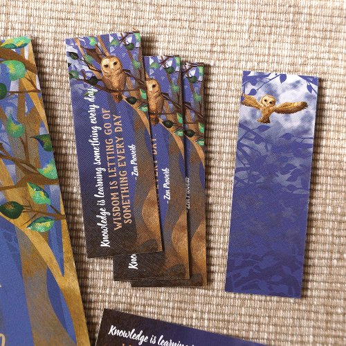 Tiny Bookmark Owls Misty Forest Wisdom Mini Business Card