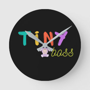 Tiny Boss Cute Bunny Baby Colorful Nursery Wall Round Clock