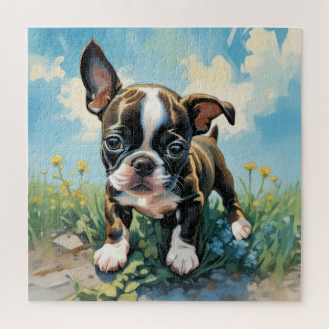 Tiny Boston Terrier puppy, many sizes, Jigsaw Puzzle (Vertical)