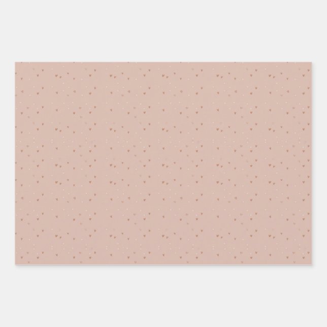 Tiny brown Hearts  Wrapping Paper Sheets (Front 3)