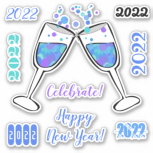 Tiny Bubbles Happy New Year Celebration Sticker
