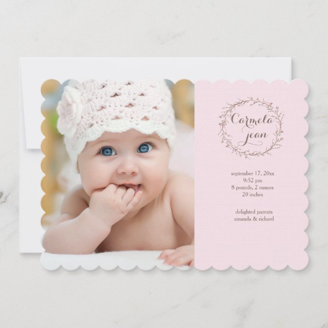 Tiny Buds Photo Birth Announcement (Front)