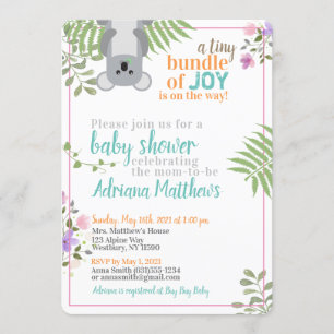 Tiny Bundle of Joy Forest Floral Baby Shower Invitation
