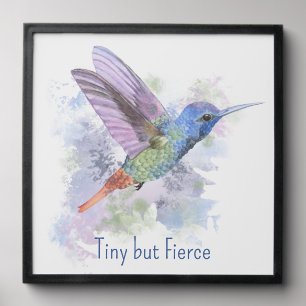 Tiny but Feirce Quote Whimsical Rufous Hummingbird Peel And Stick Photo Tile