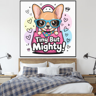 Tiny but Mighty Chihuahua Matte Black Wood Frame Canvas Print