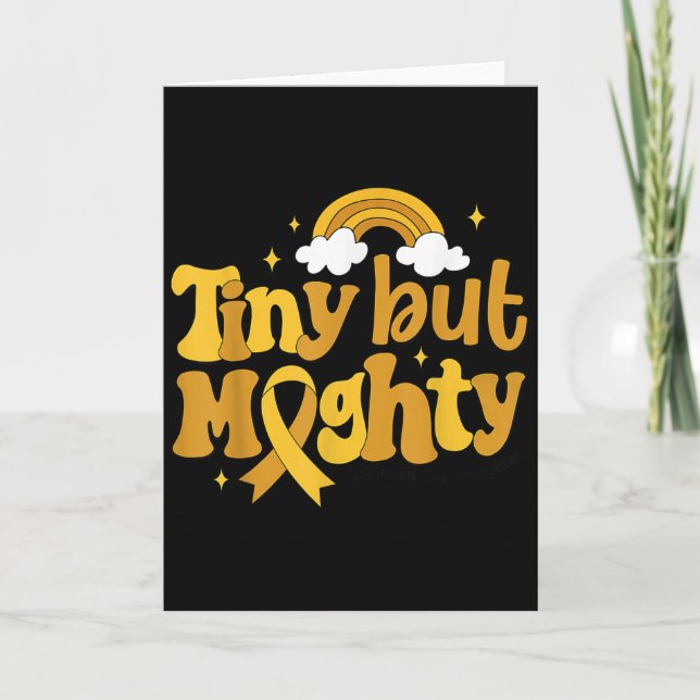 Tiny But Mighty Childhood Cancer Awareness Gold Ri Card (Front)