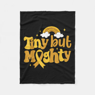 Tiny But Mighty Childhood Cancer Awareness Gold Ri Fleece Blanket