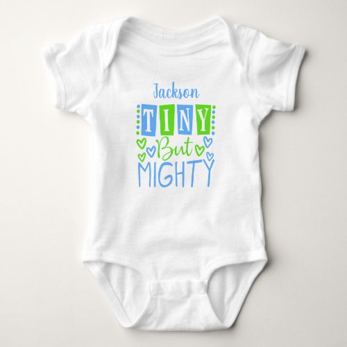 Tiny But Mighty Personalized Boy Baby Bodysuit