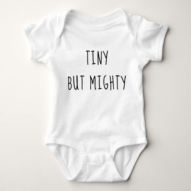 Tiny But Mighty Personalized Name White T-Shirt Baby Bodysuit (Front)
