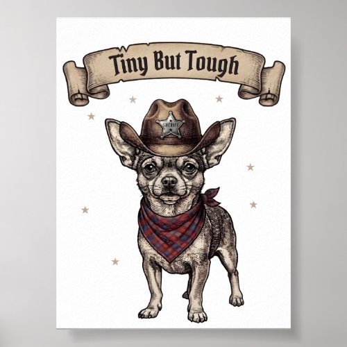 Tiny But Tough Chihuahua Cowboy - Western Dog Art Poster