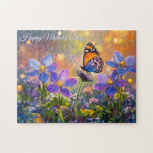 Tiny Butterfly On Wildflowers Mother's Day Jigsaw Puzzle (Horizontal)
