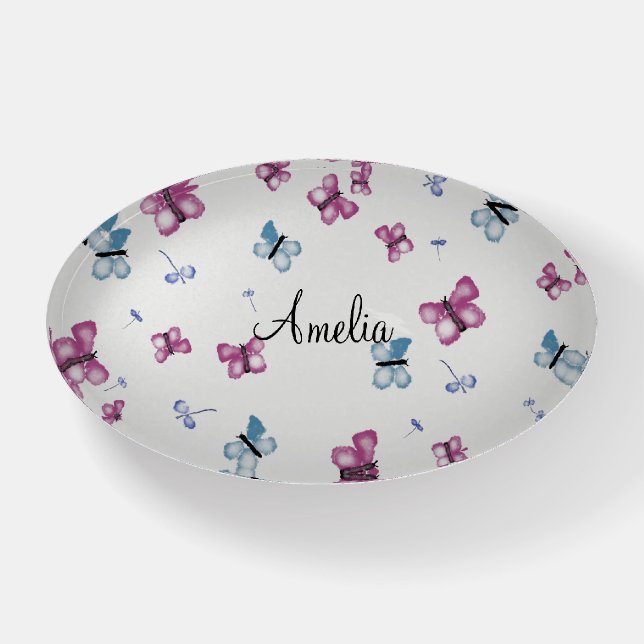 "tiny Butterfly personalized  Paperweight (Front)