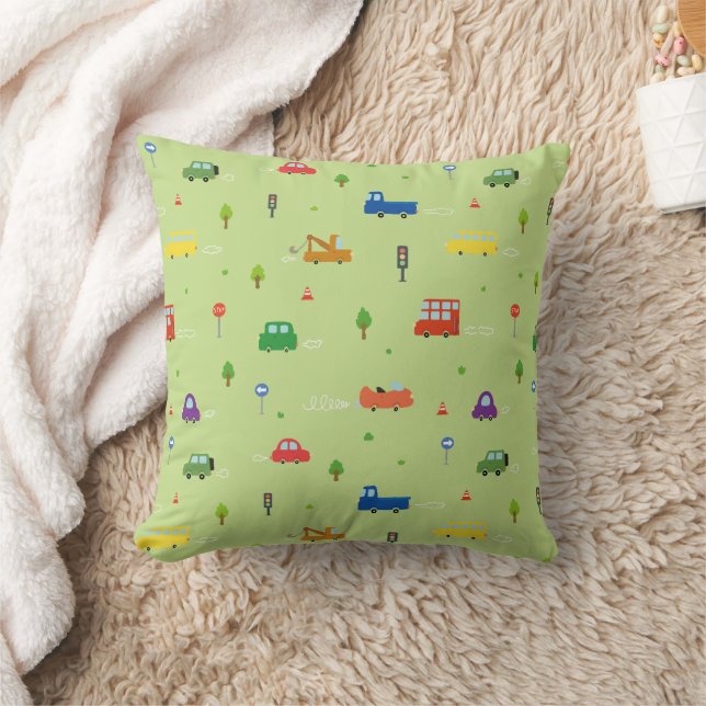 Tiny Car Adventure Throw Pillow (Blanket)