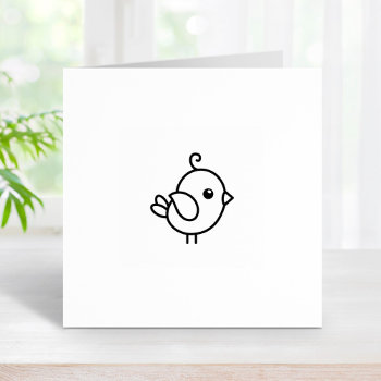 Tiny Cartoon Bird Loyalty Punch Card Get One Free Rubber Stamp by Chibibi at Zazzle
