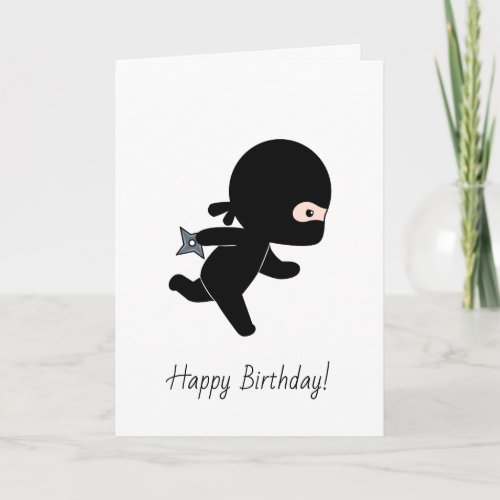 Tiny Cartoon Ninja Running Birthday Card