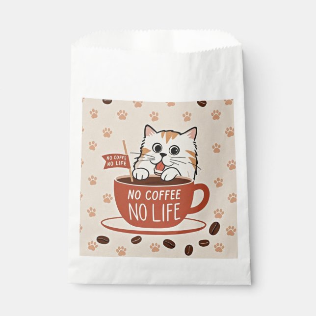 Tiny cat paw prints and coffee beans Poster Favor Bag (Front)