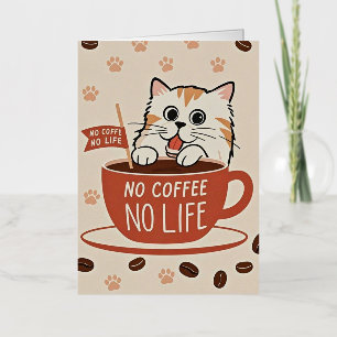 Tiny cat paw prints and coffee beans Poster Foil Greeting Card