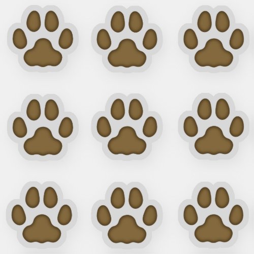 Tiny Cat Paw Prints Brown Animal Tracks Stickers