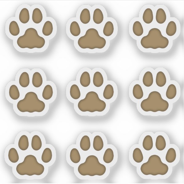 Tiny Cat Paw Prints Brown Animal Tracks Stickers (Front)