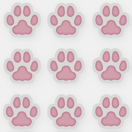 TinyCat Paw Prints Pink Animal Tracks Stickers
