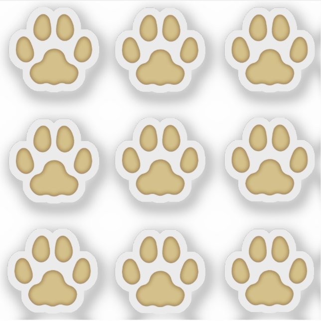 Tiny Cat Paw Prints Tan Animal Tracks Stickers (Front)