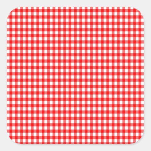 tiny check red and white Gingham Square Sticker