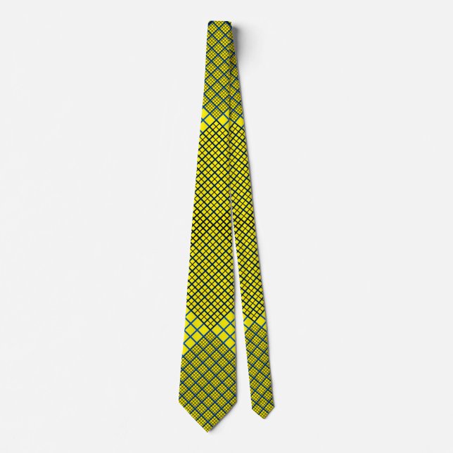 Tiny checkered 2 tones 04A BYellow BG Neck Tie (Front)