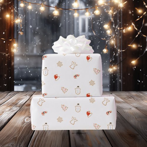 Tiny Christmas Cookies Seamless Pattern  Whiter Wrapping Paper