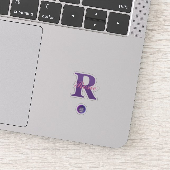 Tiny Clear Vinyl Sticker Monogram Name JK 2022 (Detail)